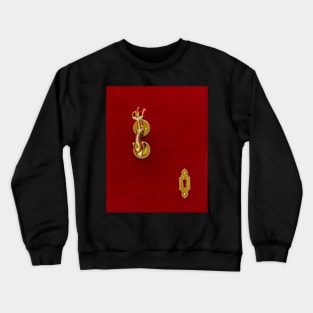 Red wooden door with golden vintage knocker Crewneck Sweatshirt